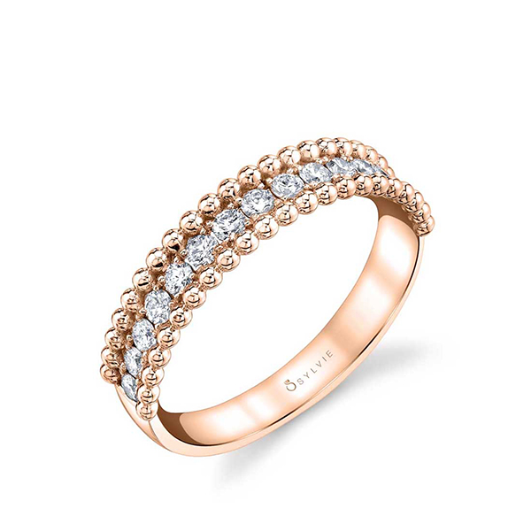 Beaded Diamond Stackable Band